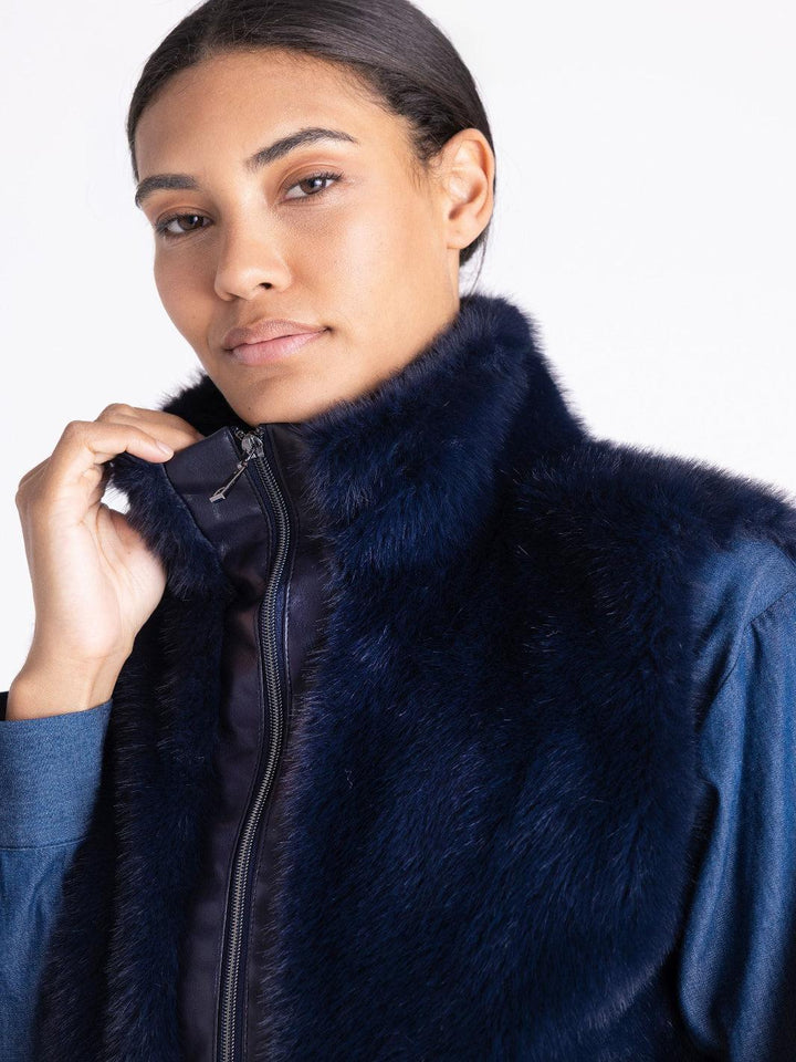 Tuzzi Faux Fur Zip Gilet In Midnight Blue 425850-Nicola Ross