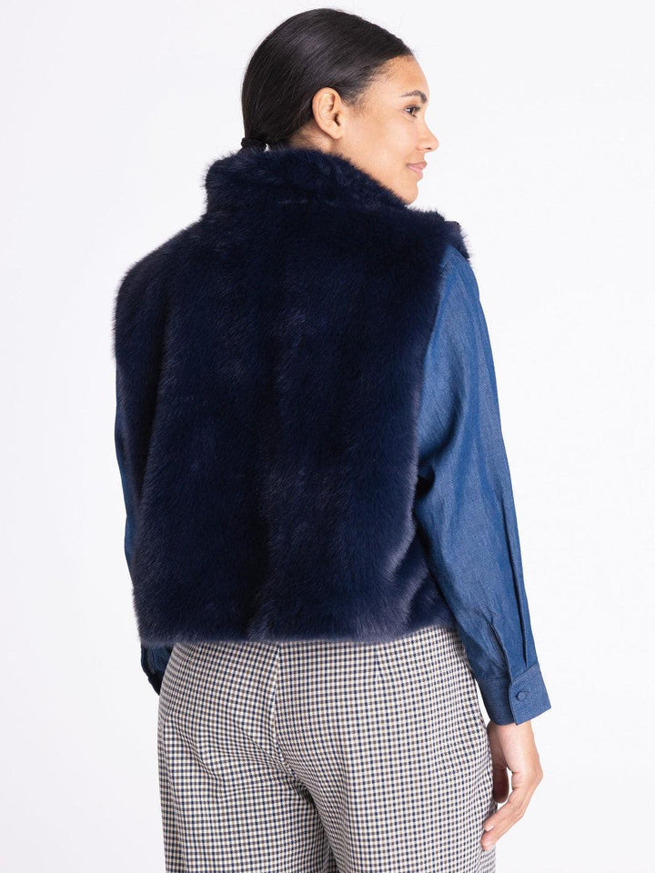 Tuzzi Faux Fur Zip Gilet In Midnight Blue 425850-Nicola Ross