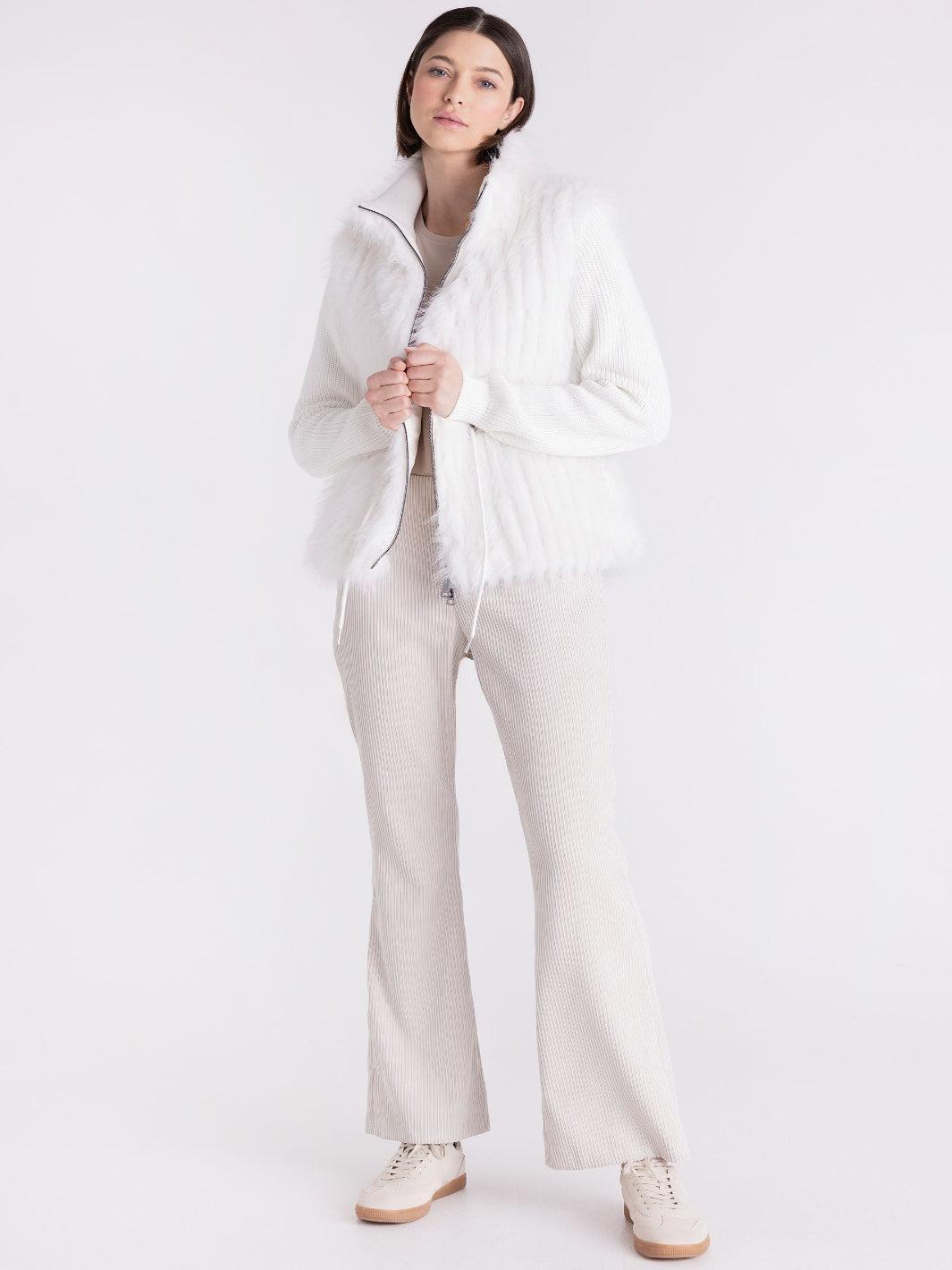 Tuzzi Faux Fur Zip Gilet in Ivory 423352-Nicola Ross