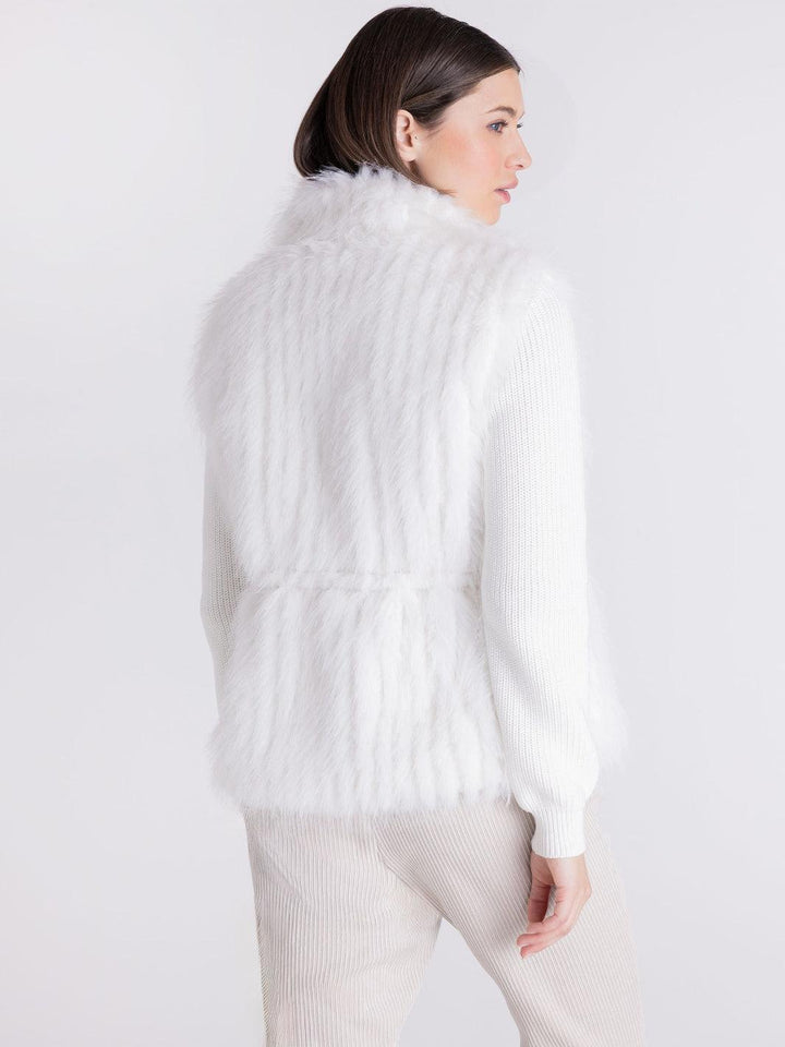 Tuzzi Faux Fur Zip Gilet in Ivory 423352-Nicola Ross