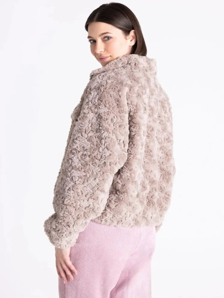 Tuzzi Faux Fur Zip Jacket In Beige 423950-Nicola Ross