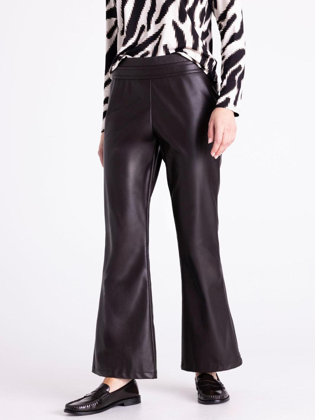 Tuzzi Faux Leather Flared Pants In Dark Chocolate 422601-Nicola Ross