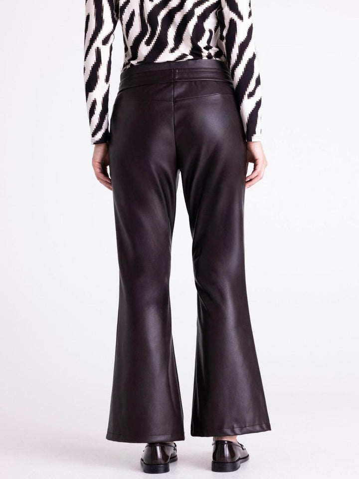 Tuzzi Faux Leather Flared Pants In Dark Chocolate 422601-Nicola Ross