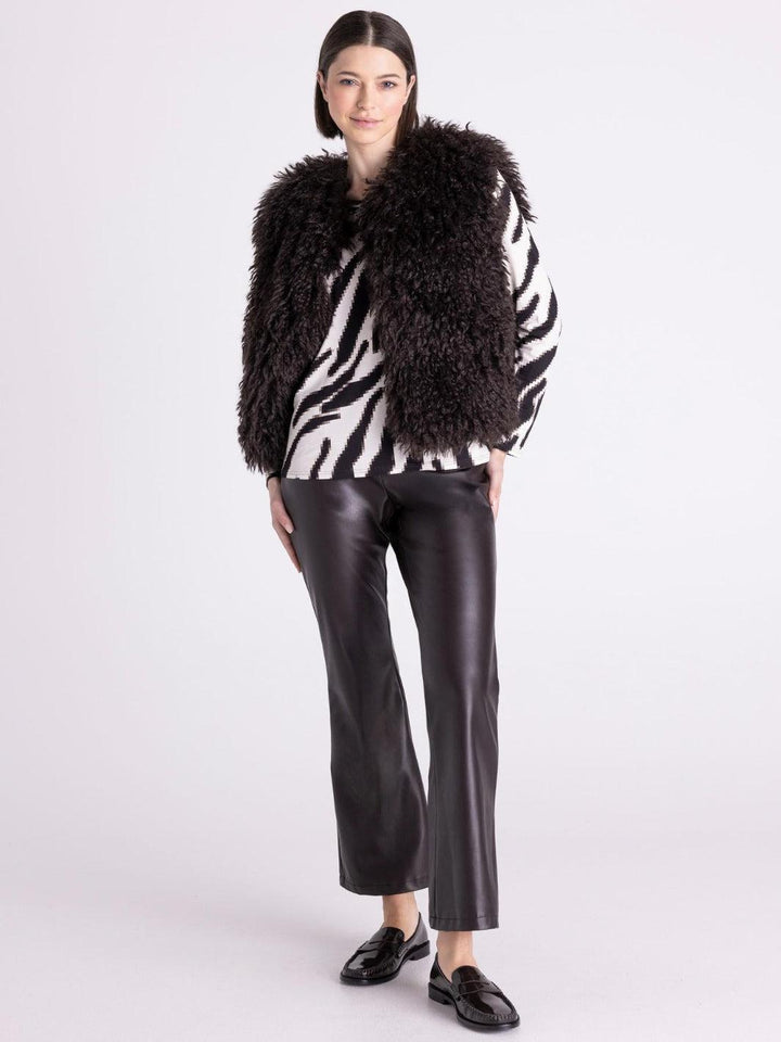 Tuzzi Faux Leather Flared Pants In Dark Chocolate 422601-Nicola Ross