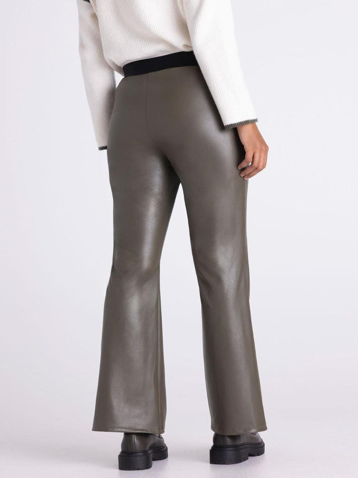Tuzzi Faux Leather Trousers In Dark Olive 421605-Nicola Ross
