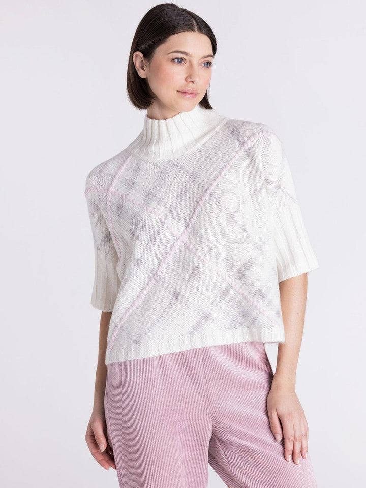 Tuzzi High Neck Knit Top Rose/Ivory 423054-Nicola Ross