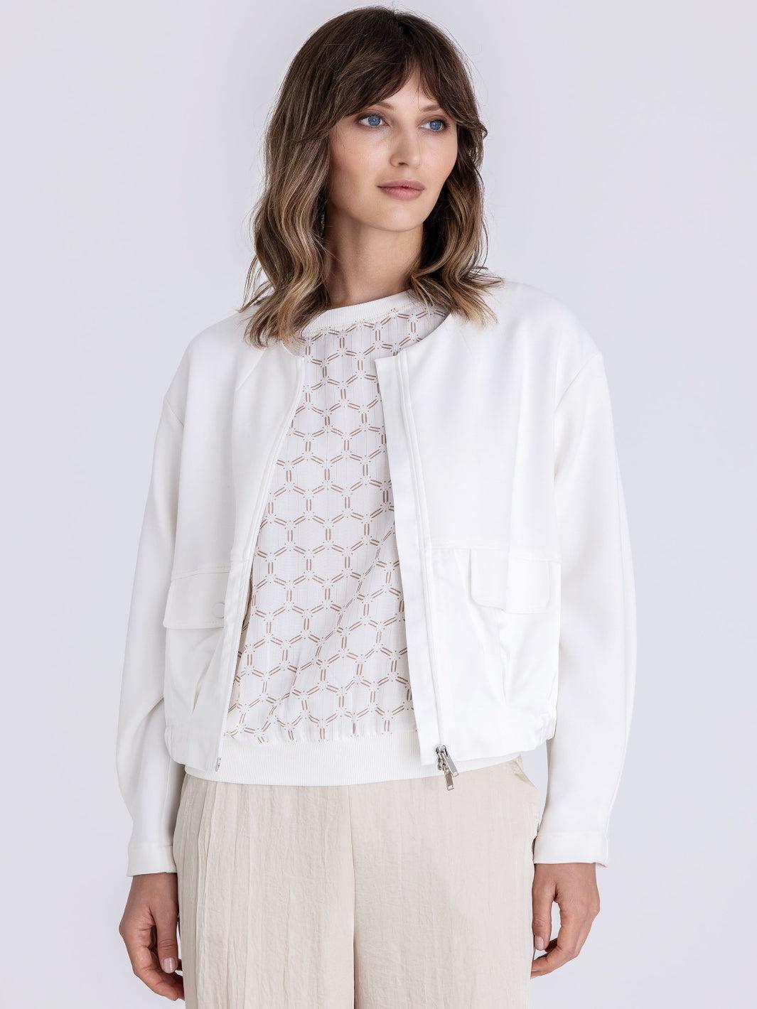 Tuzzi Light Weight Zip Jacket In Ecru 413300-Nicola Ross
