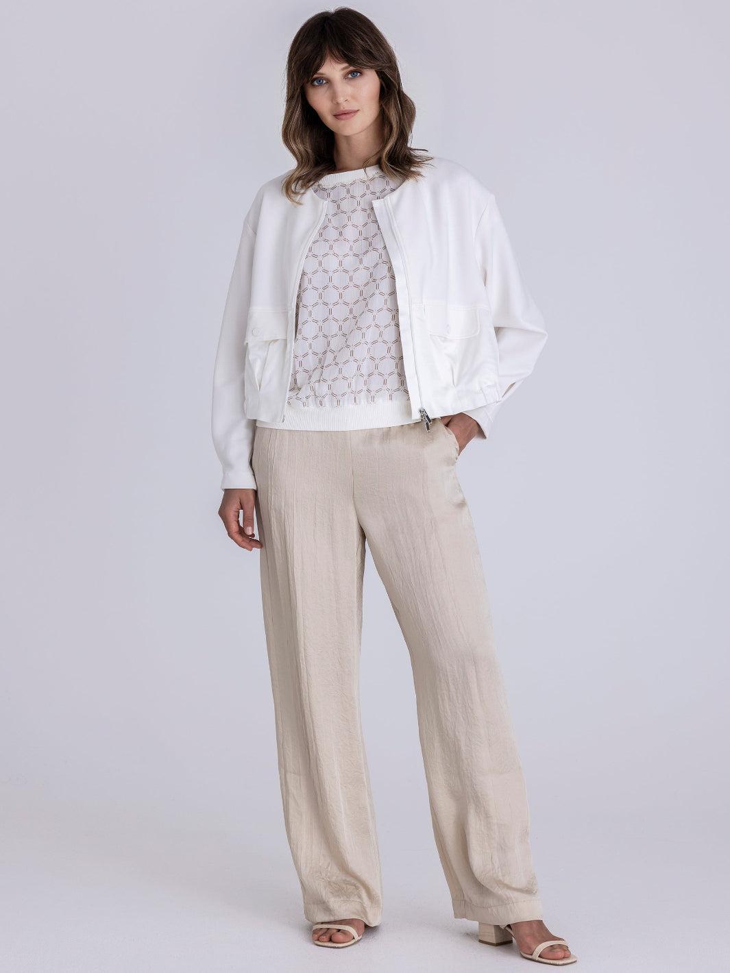 Tuzzi Light Weight Zip Jacket In Ecru 413300-Nicola Ross