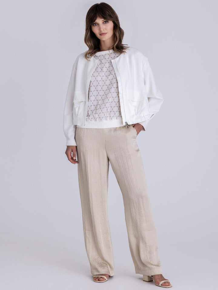 Tuzzi Light Weight Zip Jacket In Ecru 413300-Nicola Ross