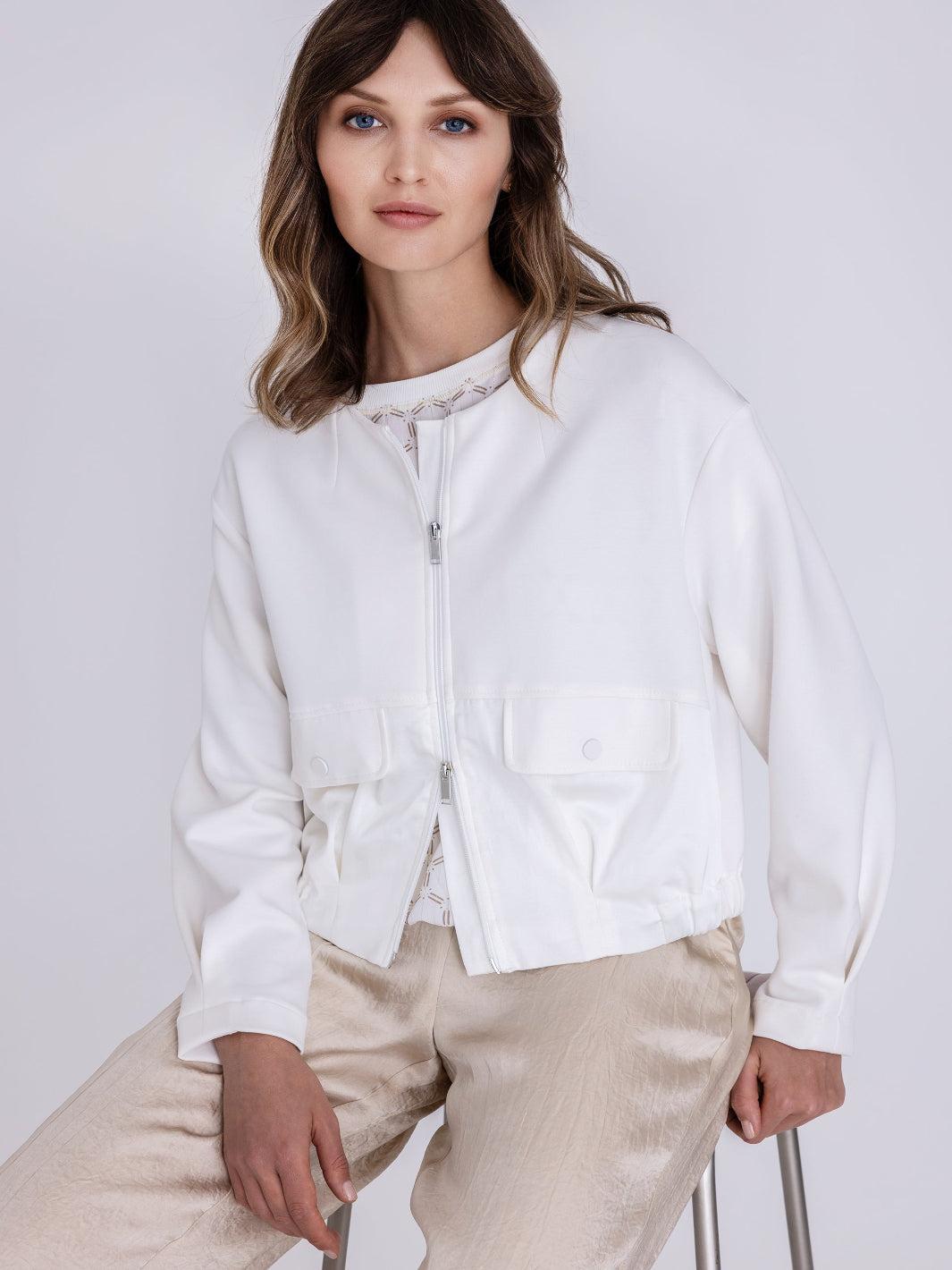Tuzzi Light Weight Zip Jacket In Ecru 413300-Nicola Ross