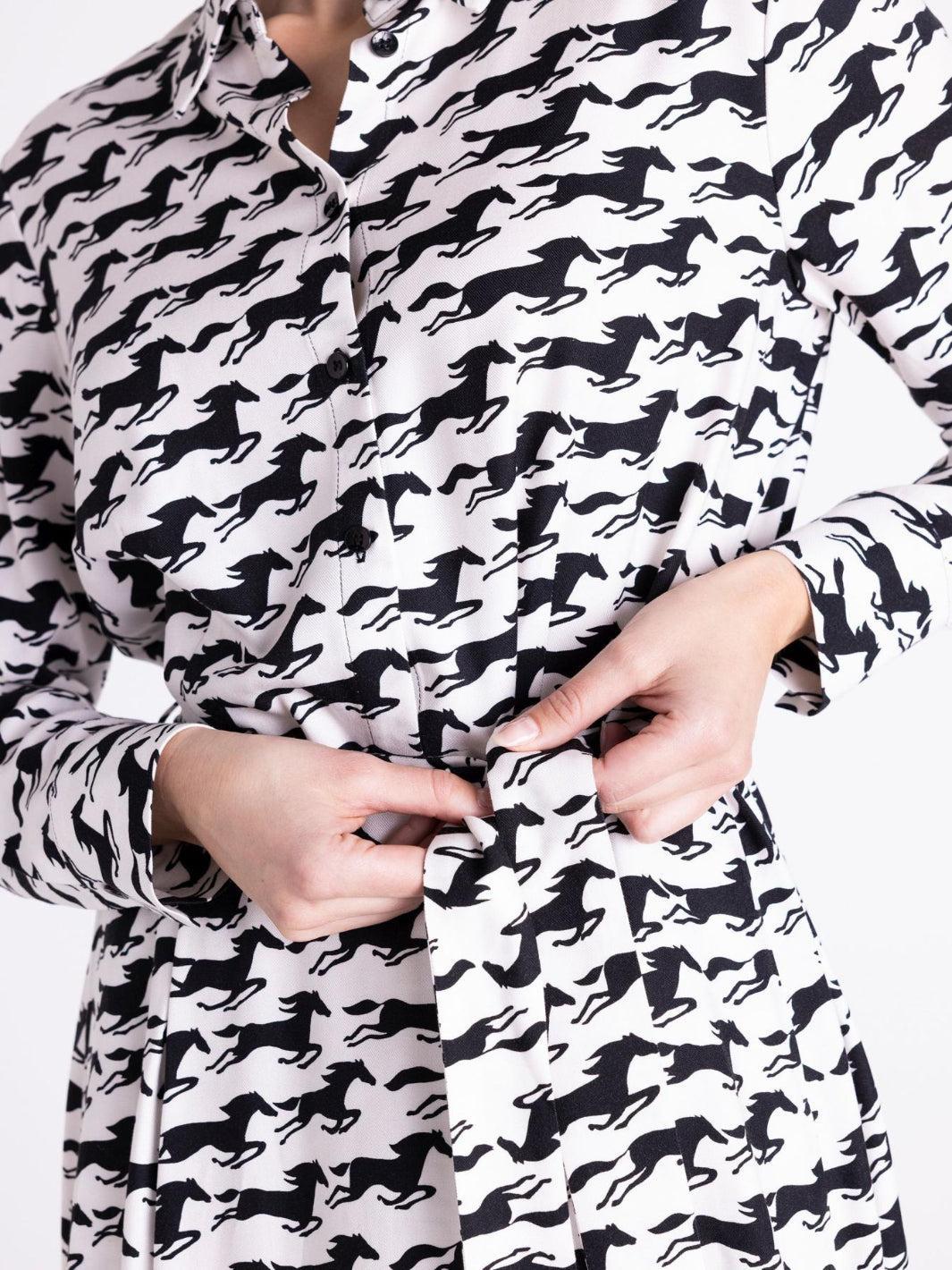 Tuzzi Midi Shirt Dress In Black/Ivory 421503-Nicola Ross