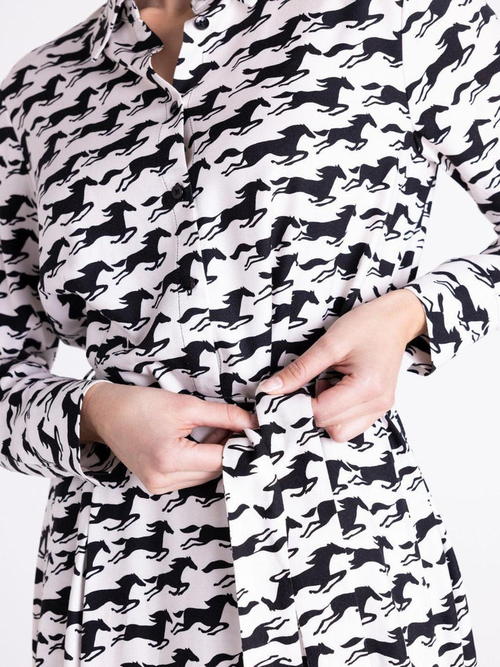 Tuzzi Midi Shirt Dress In Black/Ivory 421503-Nicola Ross