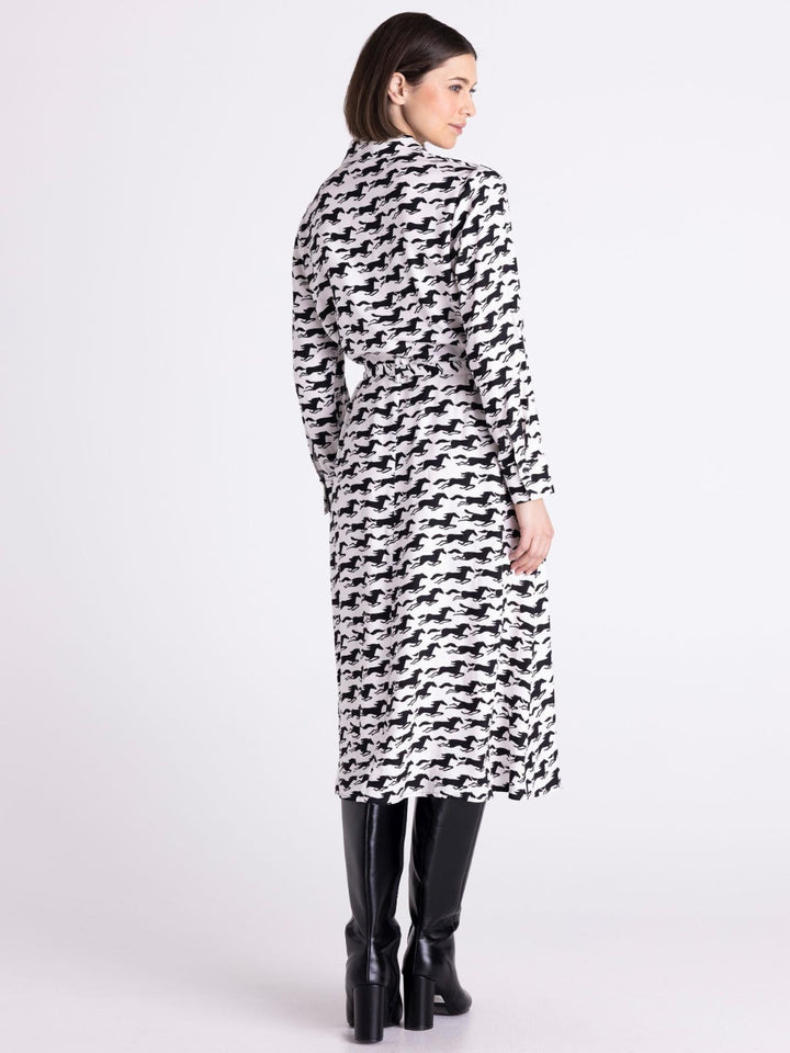 Tuzzi Midi Shirt Dress In Black/Ivory 421503-Nicola Ross