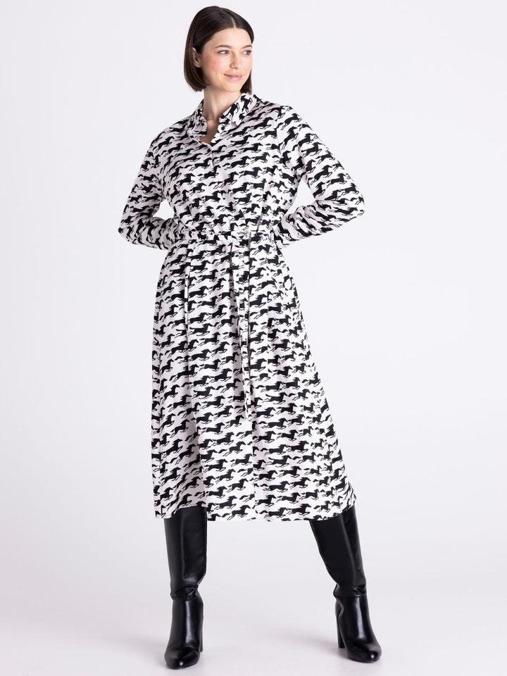 Tuzzi Midi Shirt Dress In Black/Ivory 421503-Nicola Ross