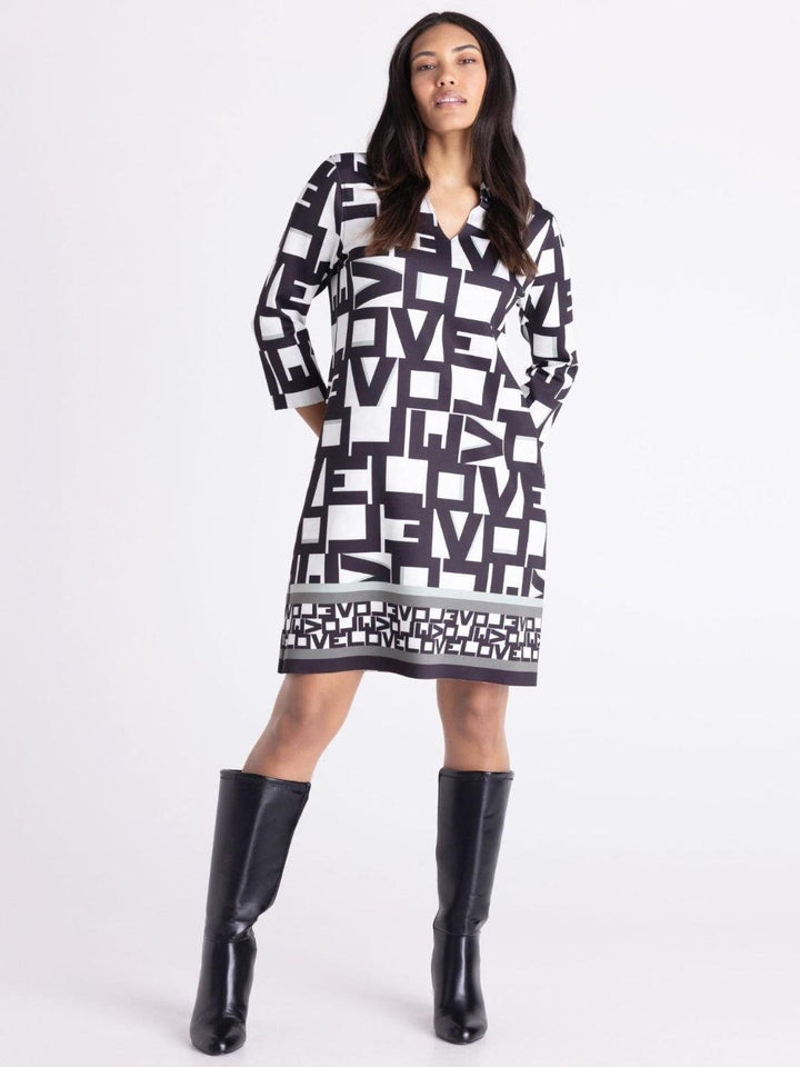 Tuzzi Monochrome Print Dress In Black/Ivory 421500-Nicola Ross