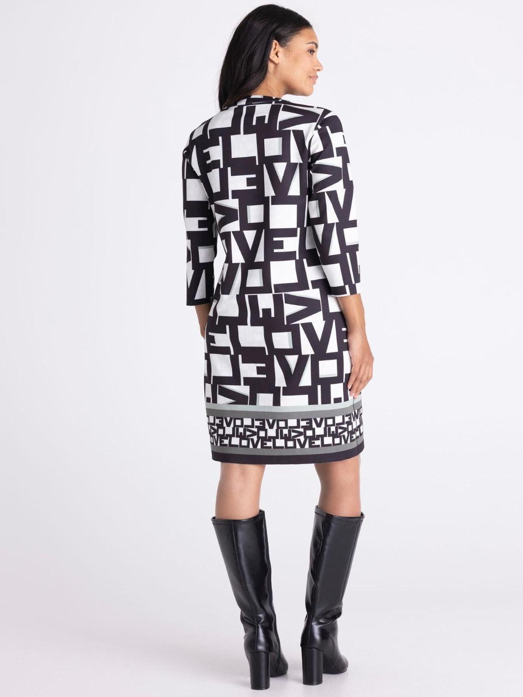 Tuzzi Monochrome Print Dress In Black/Ivory 421500-Nicola Ross