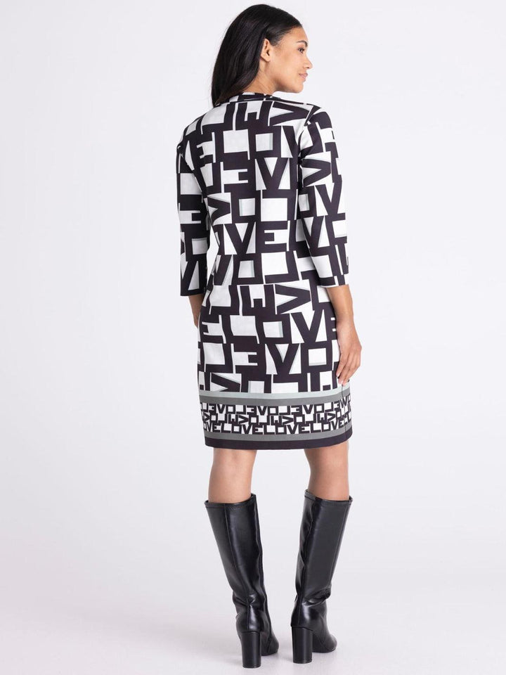 Tuzzi Monochrome Print Dress In Black/Ivory 421500-Nicola Ross