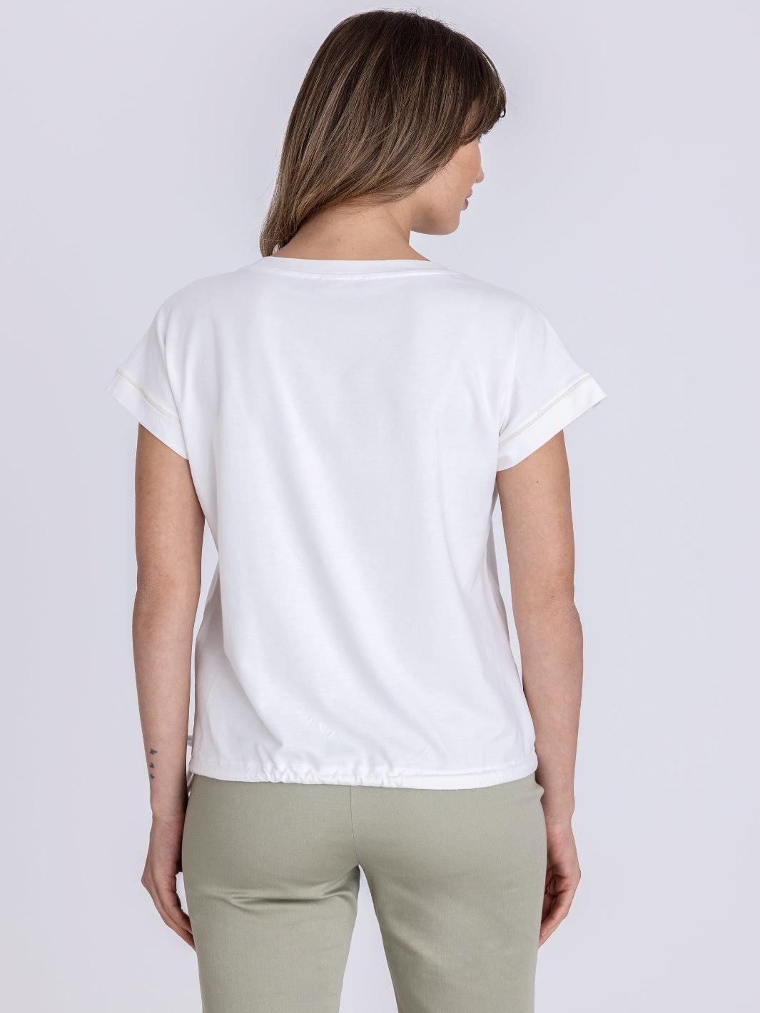 Tuzzi Palm Print T-Shirt In Ecru 415452-Nicola Ross