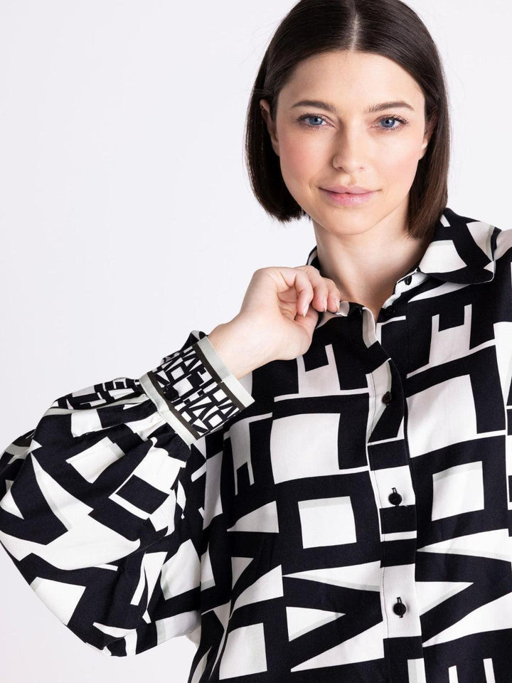 Tuzzi Printed Blouse In Ivory/Black 444101-Nicola Ross