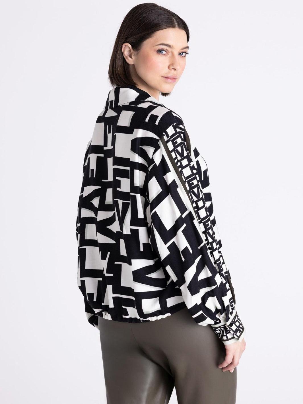 Tuzzi Printed Blouse In Ivory/Black 444101-Nicola Ross