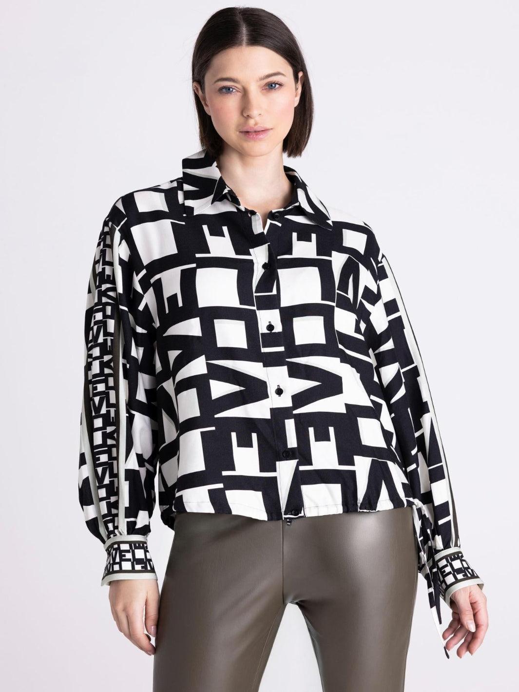 Tuzzi Printed Blouse In Ivory/Black 444101-Nicola Ross