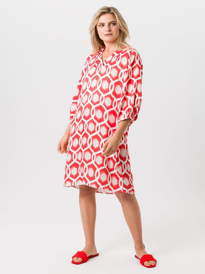 Tuzzi Printed Dress In Orange/Cream Print 415507-Nicola Ross