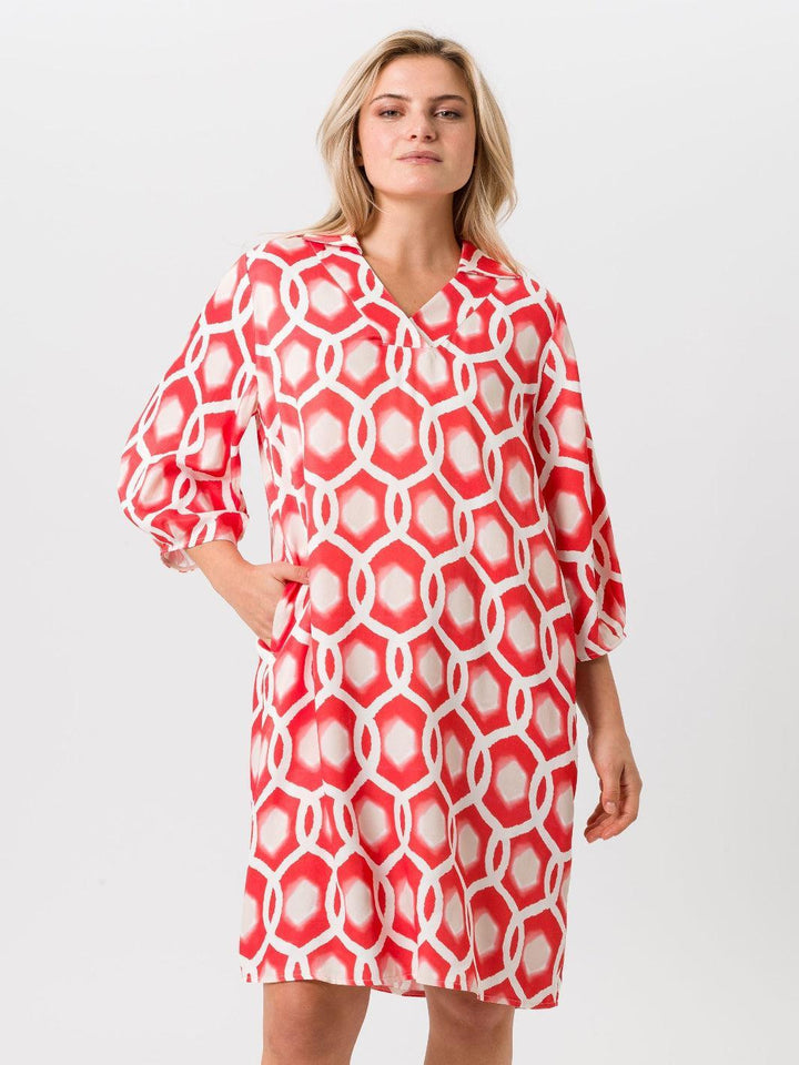 Tuzzi Printed Dress In Orange/Cream Print 415507-Nicola Ross
