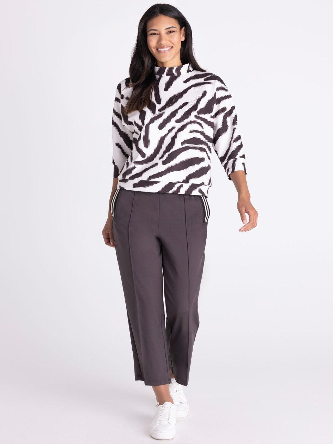 Tuzzi Printed Sweater In Ivory/Chocolate 422403-Nicola Ross