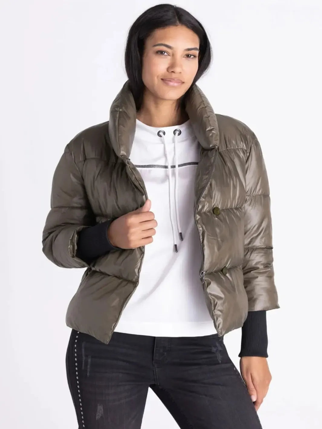 Tuzzi Puffer Jacket In Dark Olive 421952-Nicola Ross
