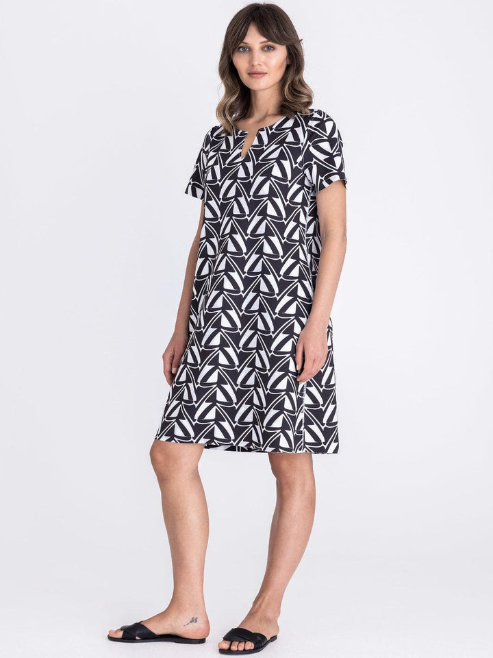 Tuzzi Reversible Geometric Print Dress In Black/Ivory 414500-Nicola Ross