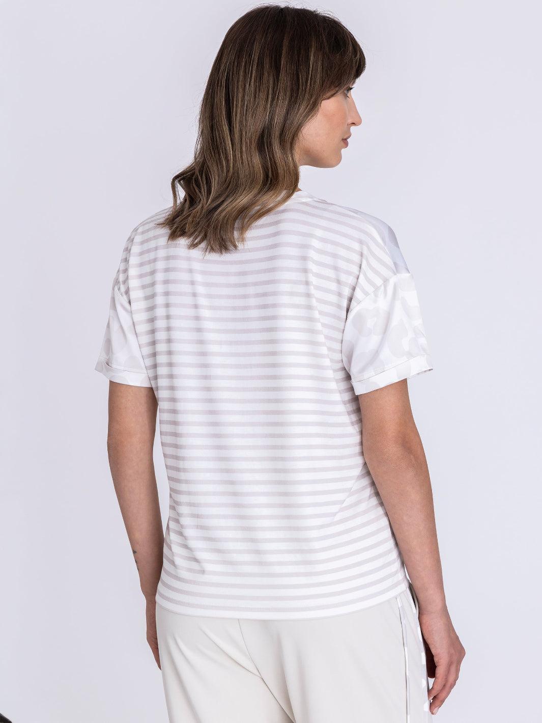 Tuzzi Round Neck Printed Top In Ecru 416456-Nicola Ross