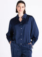 Tuzzi Satin Drawstring Shirt In Midnight Blue 444106-Nicola Ross