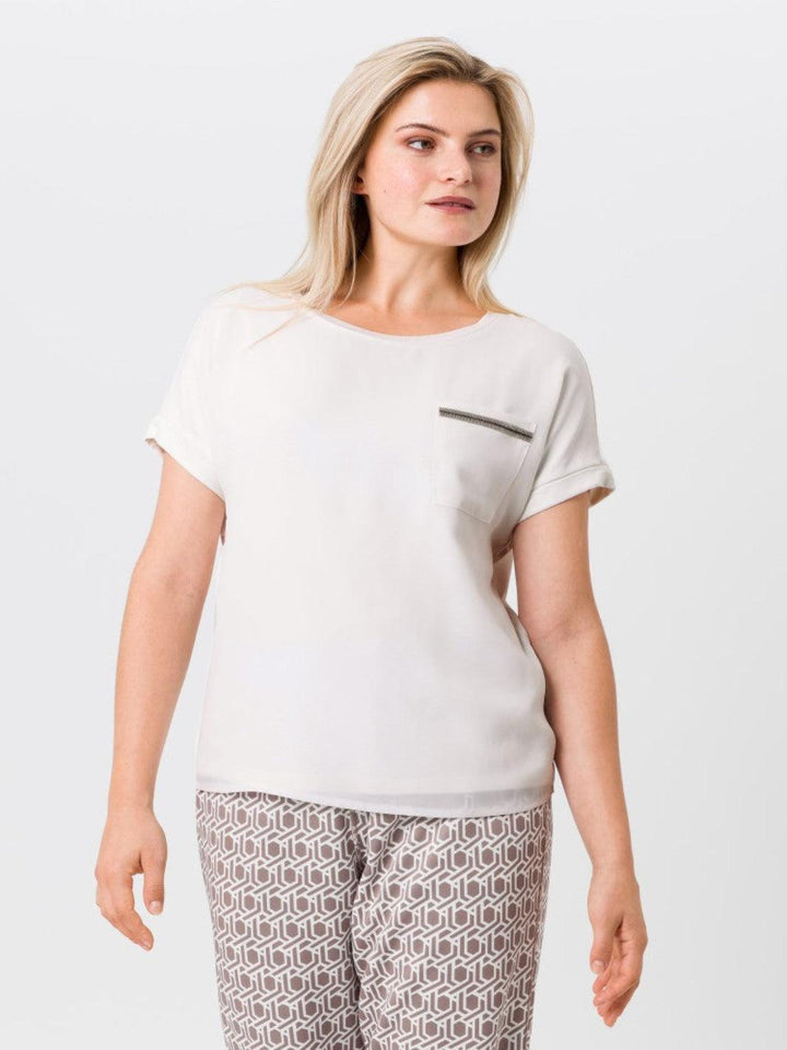 Tuzzi Short Sleeve Top In Ecru 412403-Nicola Ross