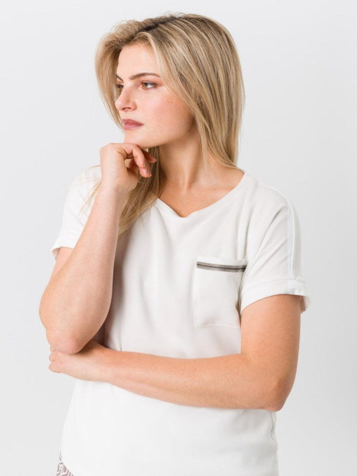 Tuzzi Short Sleeve Top In Ecru 412403-Nicola Ross