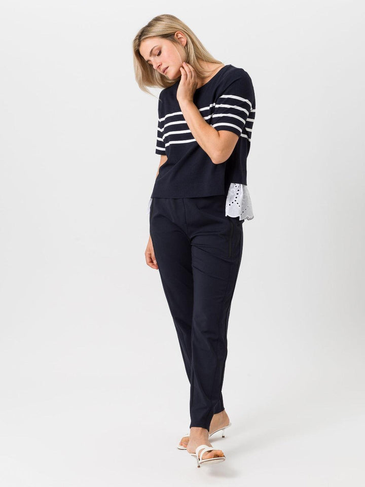 Tuzzi Short Sleeve Top In Navy 414401-Nicola Ross