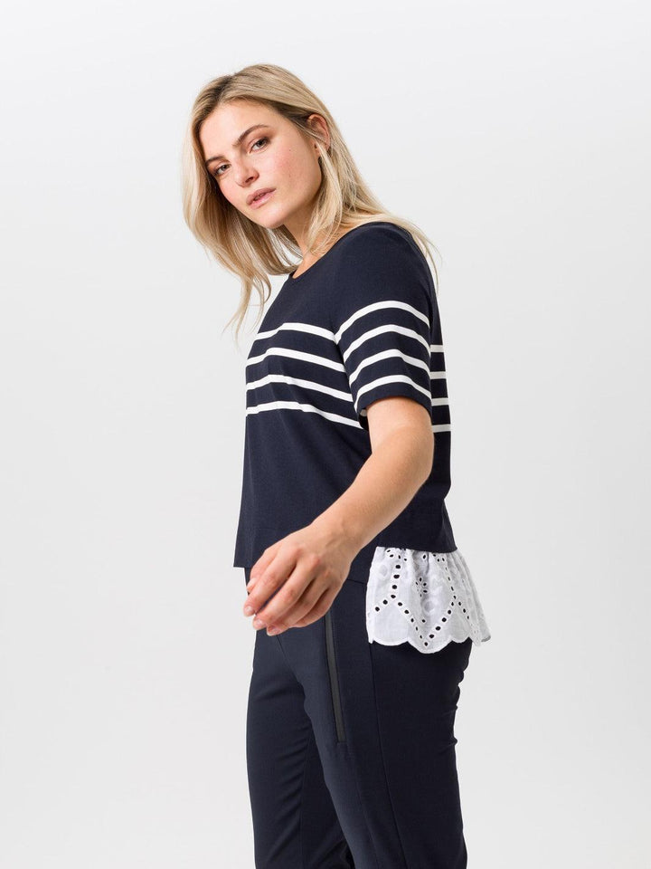 Tuzzi Short Sleeve Top In Navy 414401-Nicola Ross