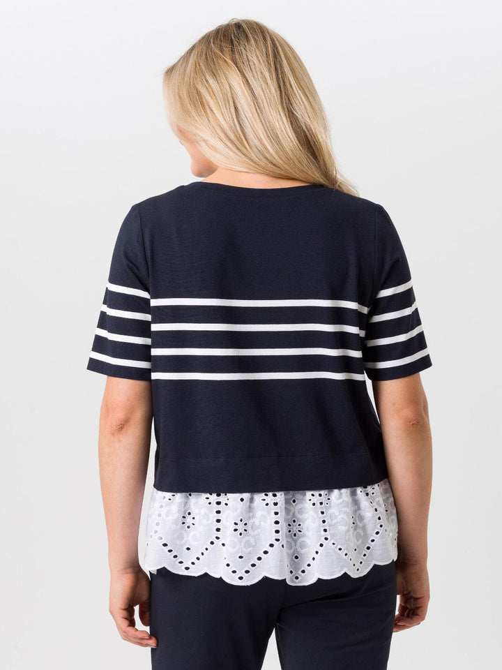 Tuzzi Short Sleeve Top In Navy 414401-Nicola Ross
