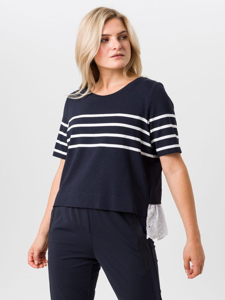 Tuzzi Short Sleeve Top In Navy 414401-Nicola Ross