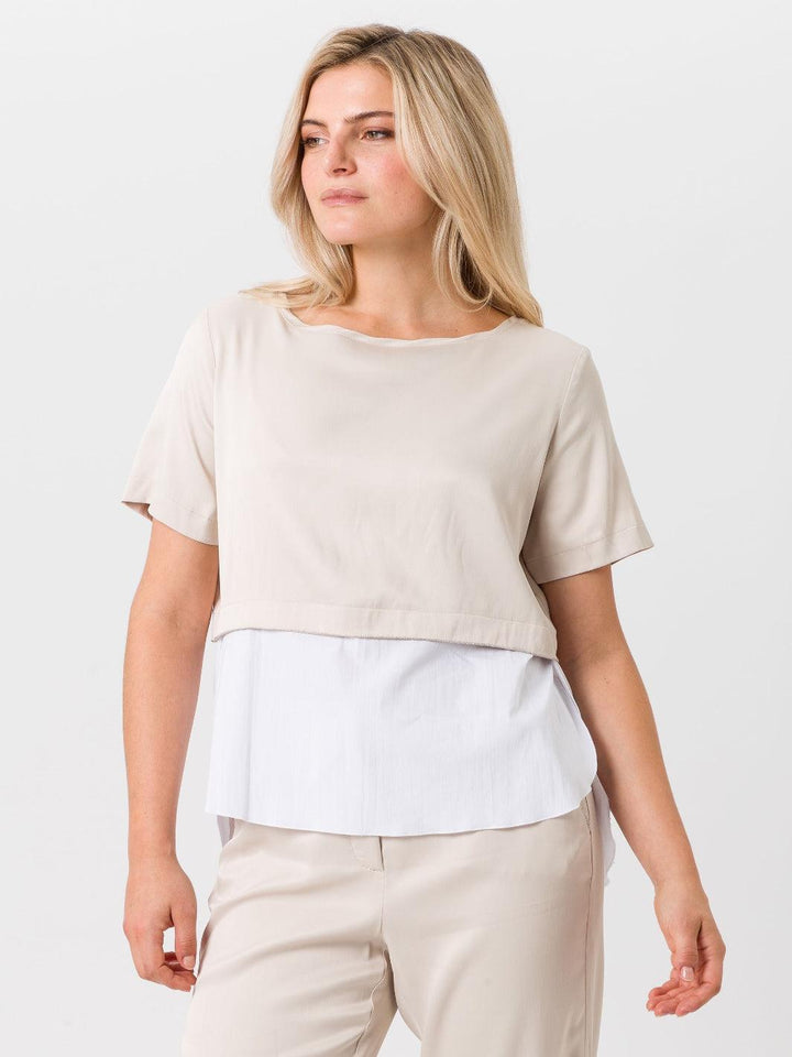 Tuzzi Short Sleeve Top In Sand 415403-Nicola Ross