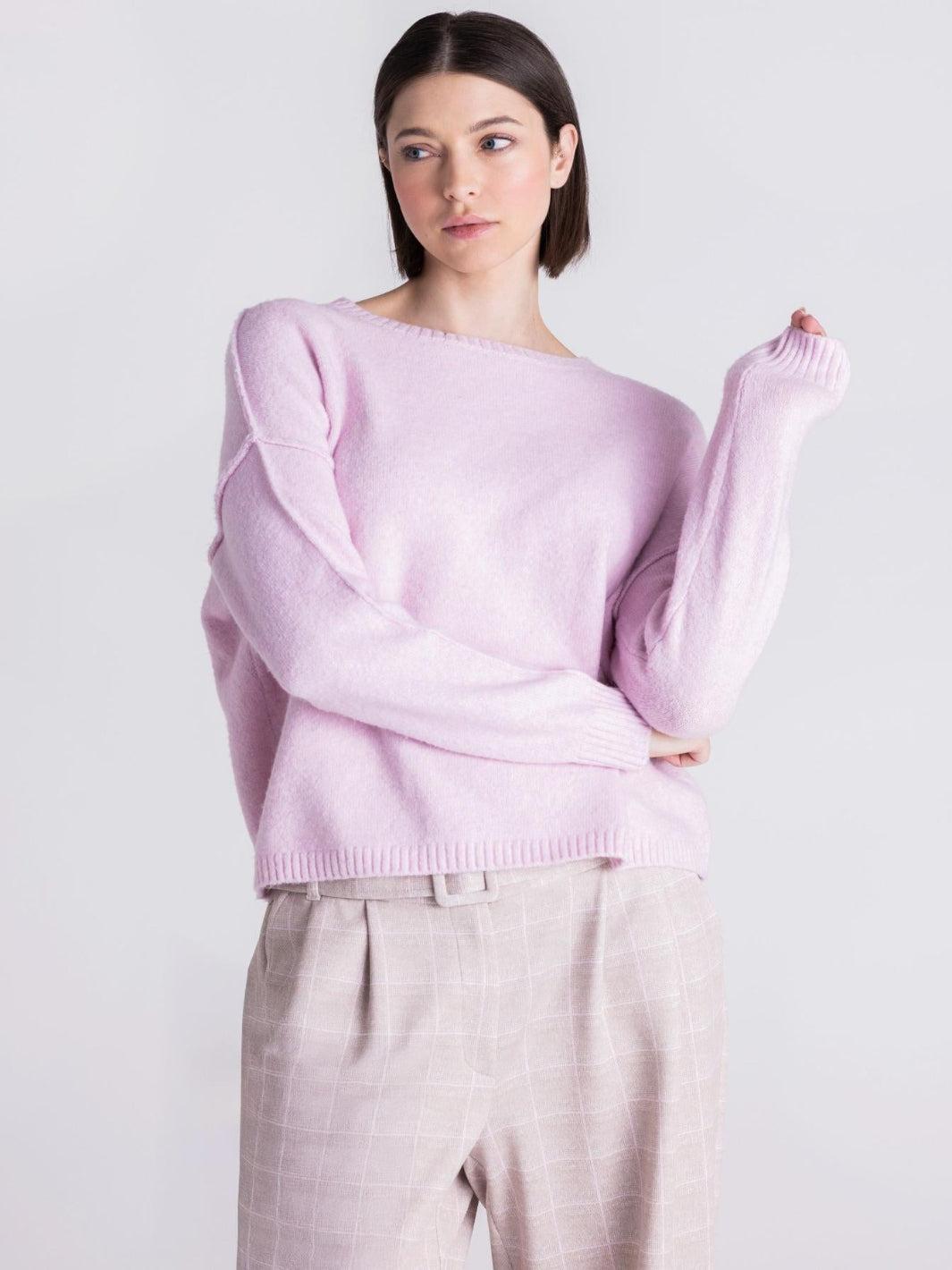 Tuzzi Soft Relaxed Knit Jumper In Pale Rose 423053-Nicola Ross