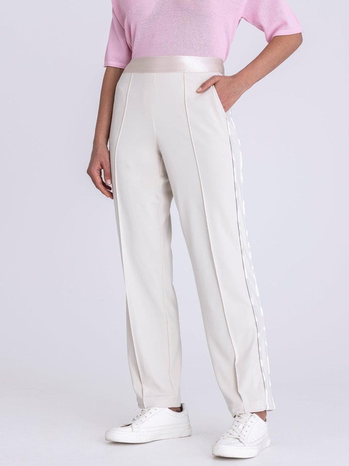 Tuzzi Straight Leg Trouser With Side Detail In Ecru 416600-Nicola Ross