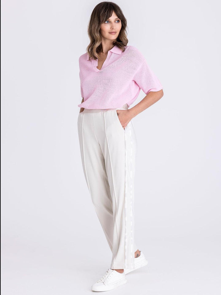 Tuzzi Straight Leg Trouser With Side Detail In Ecru 416600-Nicola Ross