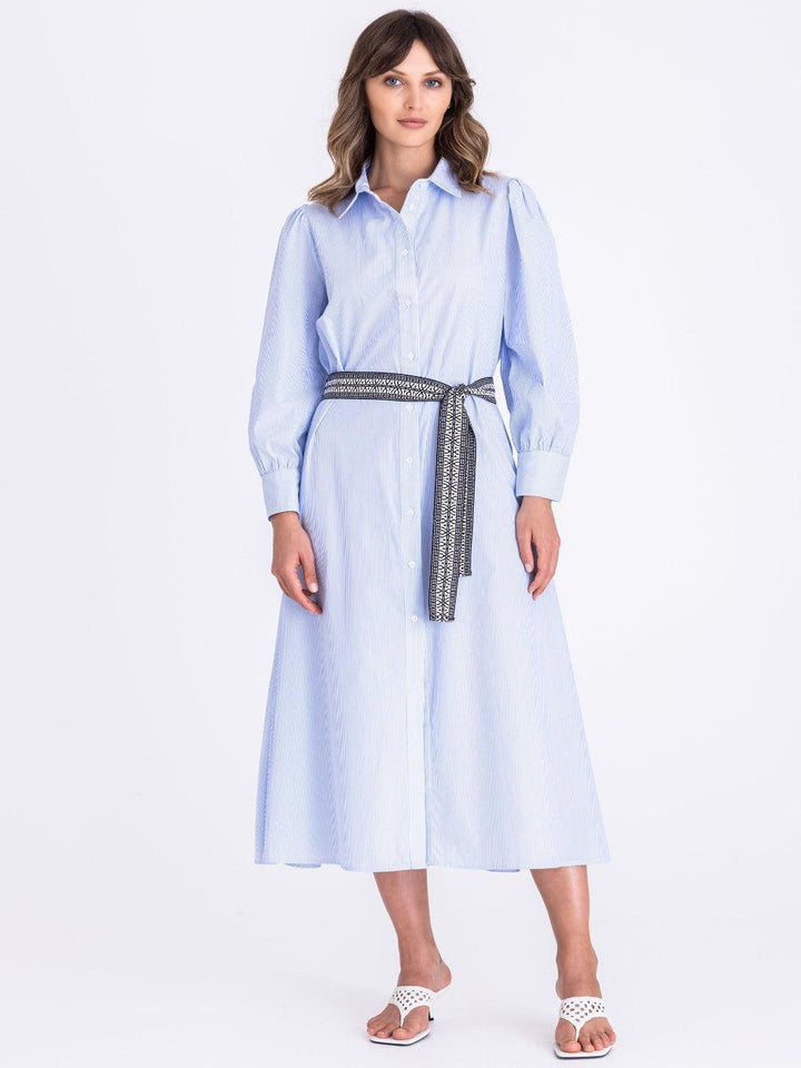 Tuzzi Stripe Midi Dress In Blue/White 412562-Nicola Ross