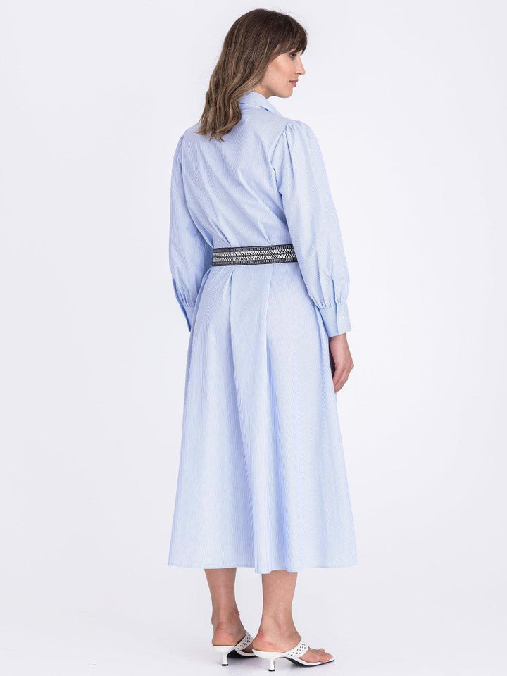 Tuzzi Stripe Midi Dress In Blue/White 412562-Nicola Ross