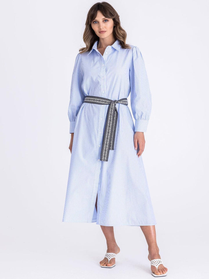 Tuzzi Stripe Midi Dress In Blue/White 412562-Nicola Ross