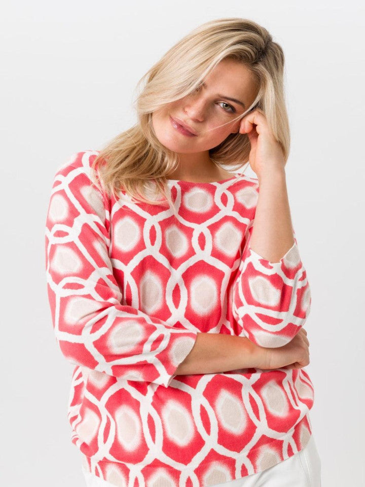 Tuzzi Top In Coral Print 415055-Nicola Ross