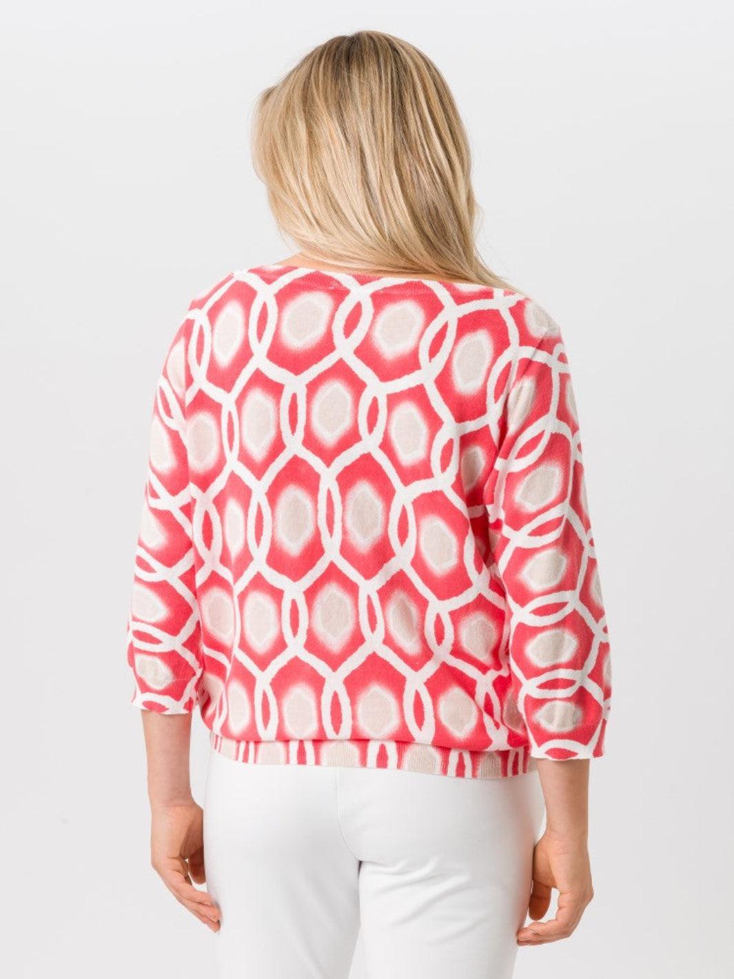 Tuzzi Top In Coral Print 415055-Nicola Ross