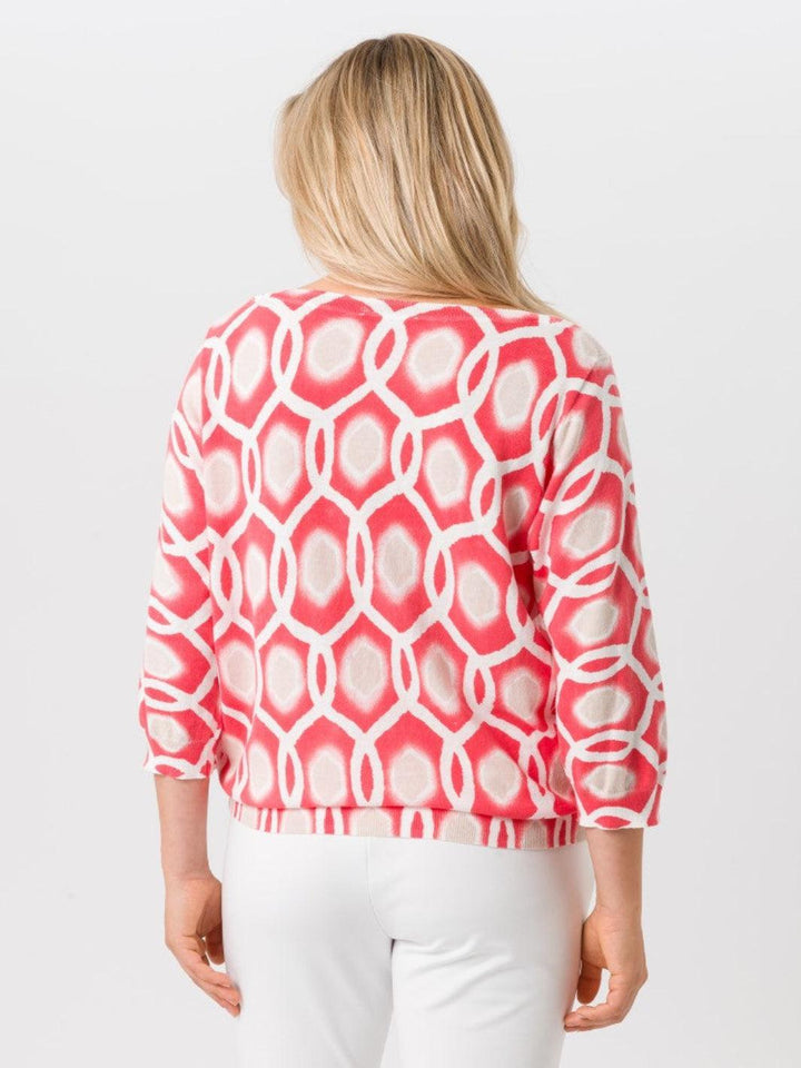 Tuzzi Top In Coral Print 415055-Nicola Ross