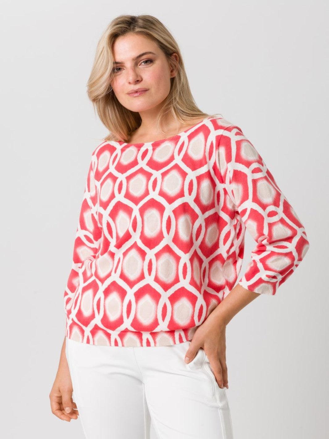 Tuzzi Top In Coral Print 415055-Nicola Ross