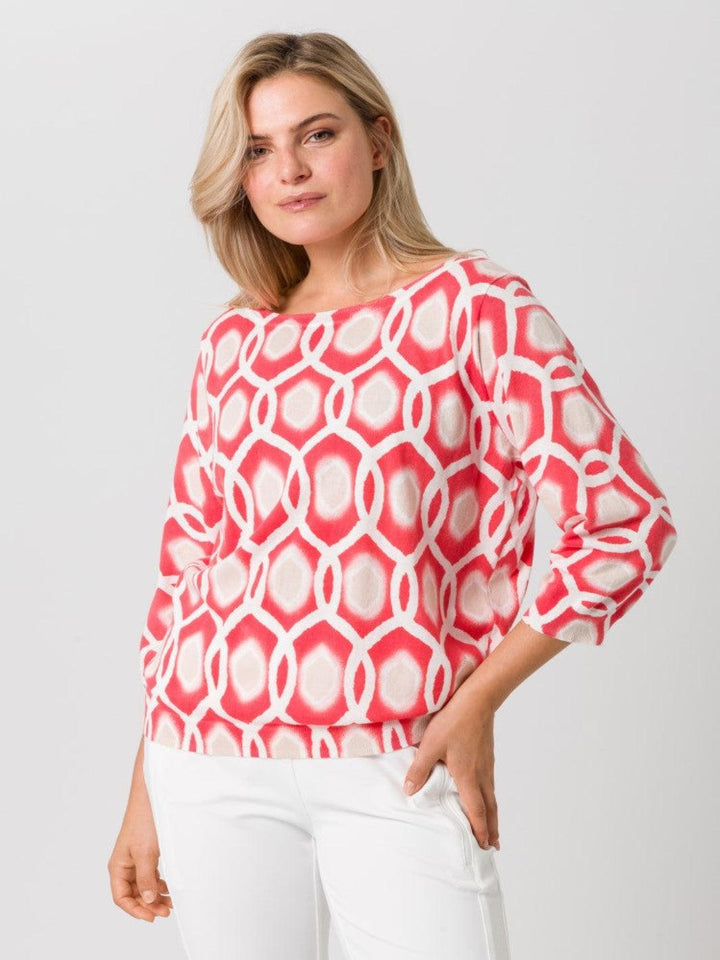 Tuzzi Top In Coral Print 415055-Nicola Ross